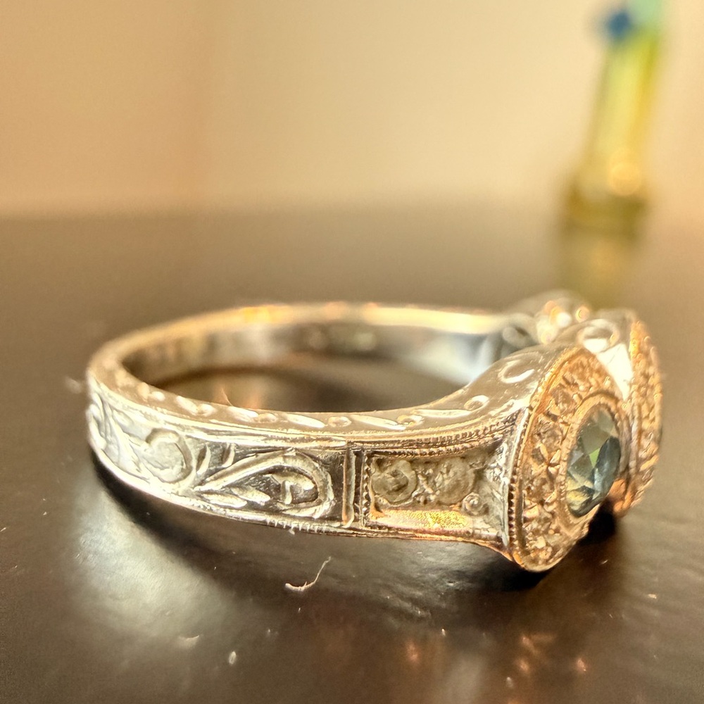 18k White Gold Mark Henry Sapphire Diamond Ring - Picture 13 of 13